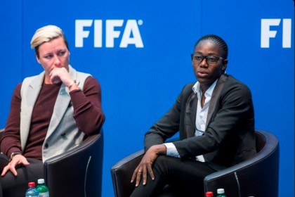 Asisat Oshoala in a FIFA conference on Developing Women Football